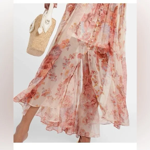 Zimmermann Devi Gathered Yoke Long Sleeve Chiffon Dress NWTsizeAU 2 ( US 8 )